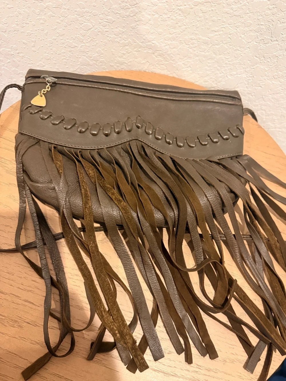 Boris Brown Fringe Crossbody Bag with Braided Accent‎